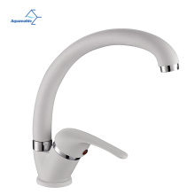 Aquacubic Factory Cheap Kitchen Sink Brass Mixer Tap White Color with Water Saving Aerator